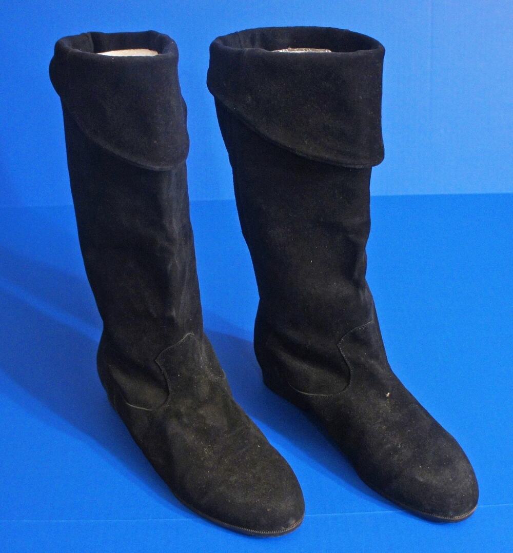 Ladies Black Suede Leather Boots - Size 12M, Jack Sprat